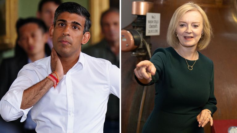 Rishi Sunak and Liz Truss during their campaign visit to Scotland