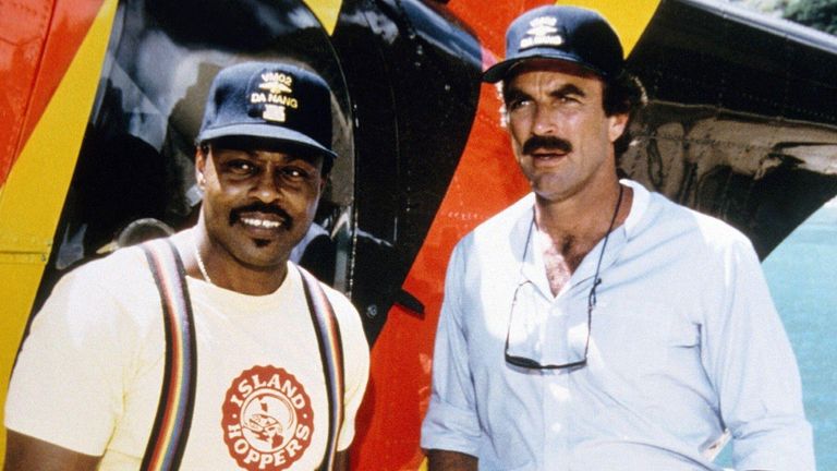 Roger Mosley  and Tom Selleck in magnum