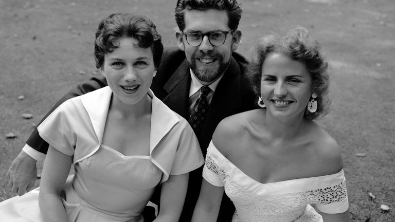 In the gardens of Russell Square are three announcers chosen by the Radio Industry Council to appear on the television screens at the National Radio Show. They are (left) Vera McKenchnie, Helen Bailey and Rolf Harris.