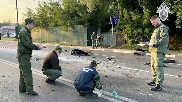 Investigators at the explosion site. Pic: Investigative Committee of Russia via Reuters
