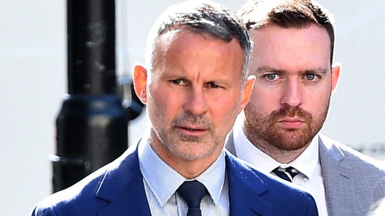 Former Manchester United footballer Ryan Giggs arrives at Manchester Crown Court in Manchester, Britain, August 12, 2022. REUTERS/Peter Powell
