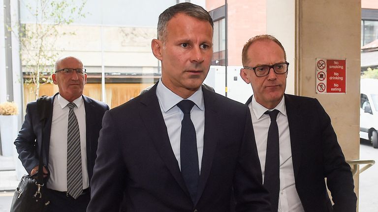 Former Manchester United footballer Ryan Giggs arrives at Manchester Crown Court in Manchester, Britain, August 15, 2022 REUTERS/Peter Powell
