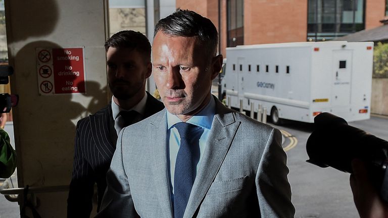 Former Manchester United footballer Ryan Giggs arrives at Manchester Crown Court in Manchester, Britain, August 17, 2022 REUTERS/Peter Powell

