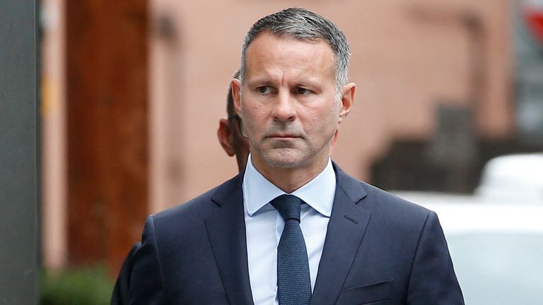 Former Manchester United footballer Ryan Giggs arrives at Manchester Crown Court in Manchester, Britain, August 23, 2022 REUTERS/Craig Brough
