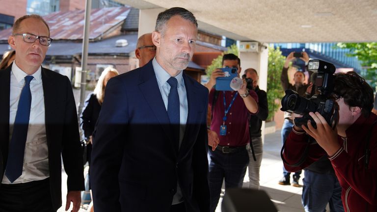 Former Manchester United footballer Ryan Giggs arrives at Manchester Crown Court 