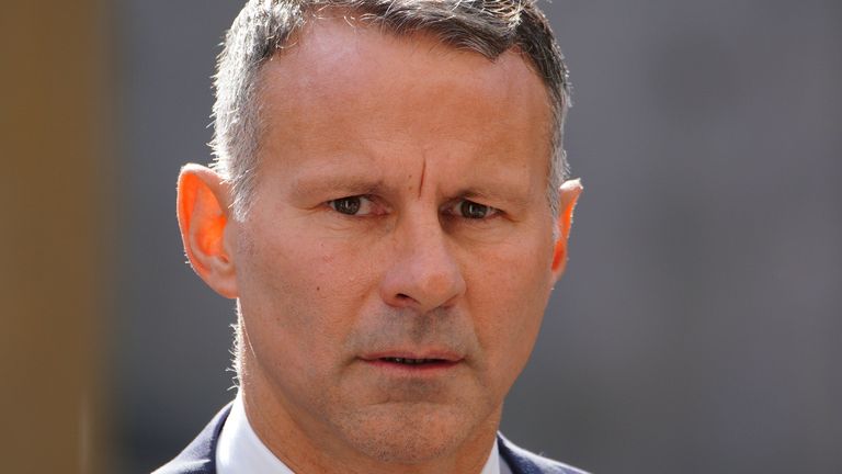Ryan Giggs arrives at Manchester Crown Court on Monday