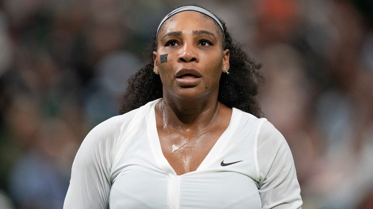FILE PHOTO: Jun 28, 2022; London, United Kingdom; Serena Williams (USA) during her first round match against Harmony Tan (FRA) on day two at All England Lawn Tennis and Croquet Club. Mandatory Credit: Susan Mullane-USA TODAY Sports/File Photo