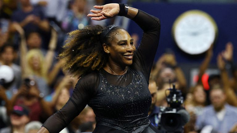Tennis - US Open - Flushing Meadows, New York, U.S. - August 29, 2022 U.S.'s Serena Williams celebrates her first round win over Danka Kovinic REUTERS/Mike Segar of Montenegro TPX IMAGES OF THE DAY