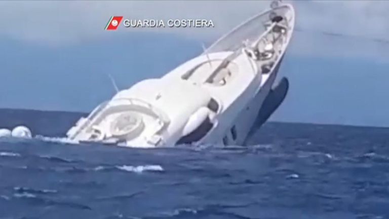Super yacht sinks off the coast of Italy. Pic: Guardia Costiera