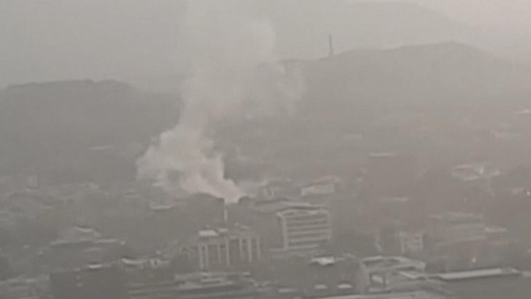 Smoke rises over Kabul
