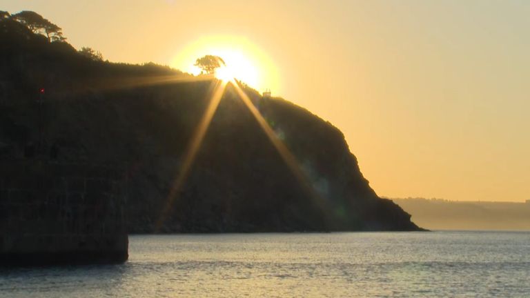 The sun rises over Cornwall as an amber heat warning comes into place for much of Britain