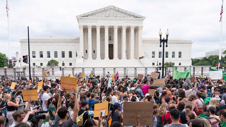 Abortion protesters outside the Supreme Court