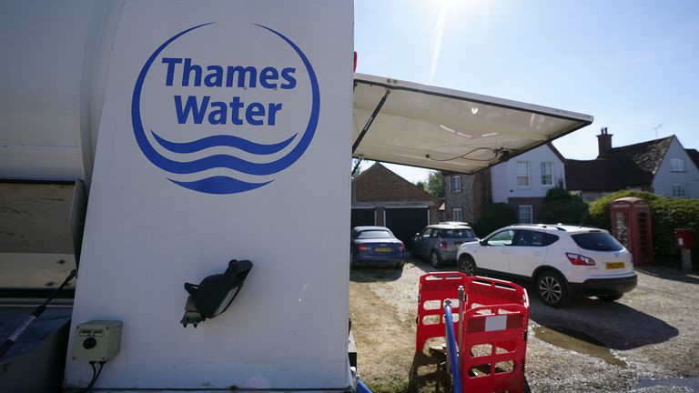 A tanker from Thames Water delivers a temporary water supply to the village of Northend in Oxfordshire, where the water company is pumping water into the supply network following a technical issue at Stokenchurch Reservoir. The Met Office has issued an amber warning for extreme heat covering four days from Thursday to Sunday for parts of England and Wales as a new heatwave looms. Picture date: Wednesday August 10, 2022.

