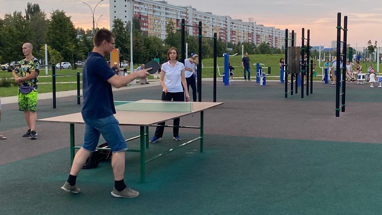 People relax in Victory Park, built by Avtovaz