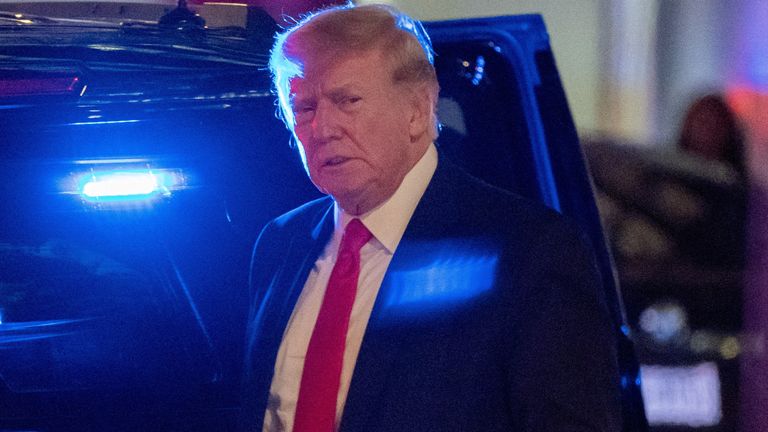 Donald Trump arrives at Trump Tower the day after FBI agents raided his Mar-a-Lago Palm Beach home, in New York City, U.S., August 9, 2022. REUTERS/David &#39;Dee&#39; Delgado TPX IMAGES OF THE DAY
