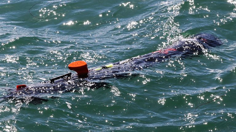 Ukrainian Navy divers took part in class and hands-on training with Unmanned Underwater Vehicles (UUVs) provided by the Royal Navy.  (Photo: MoD)