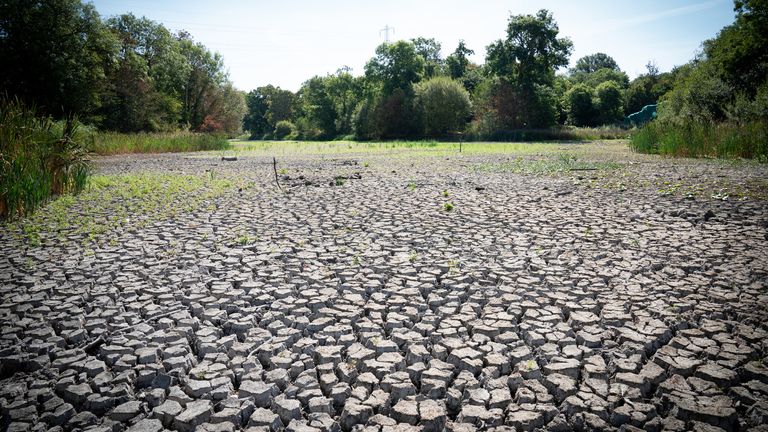 A dried up lake in Wanstead Park, north east London today. Britain is braced for another heatwave that will last longer than July&#39;s record-breaking hot spell, with highs of up to 35C expected next week. Picture date: Monday August 8, 2022.