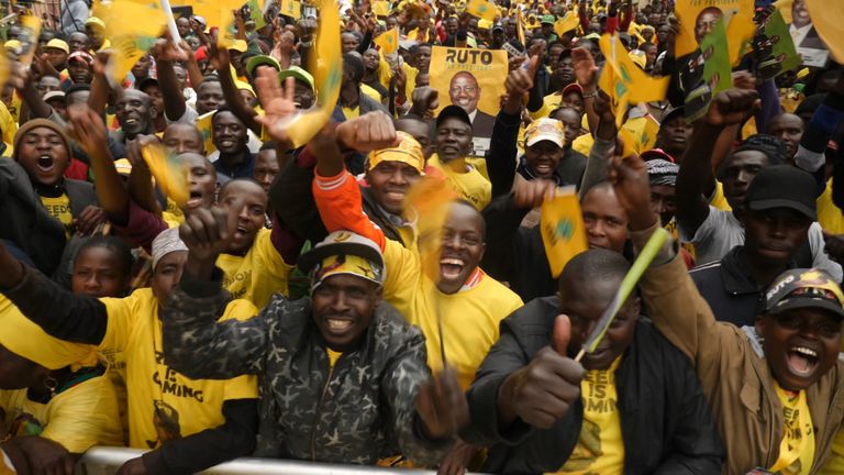 Supporters in yellow at the William Ruto rally