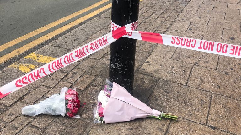 Floral tributes left near Wood Green tube station in north London