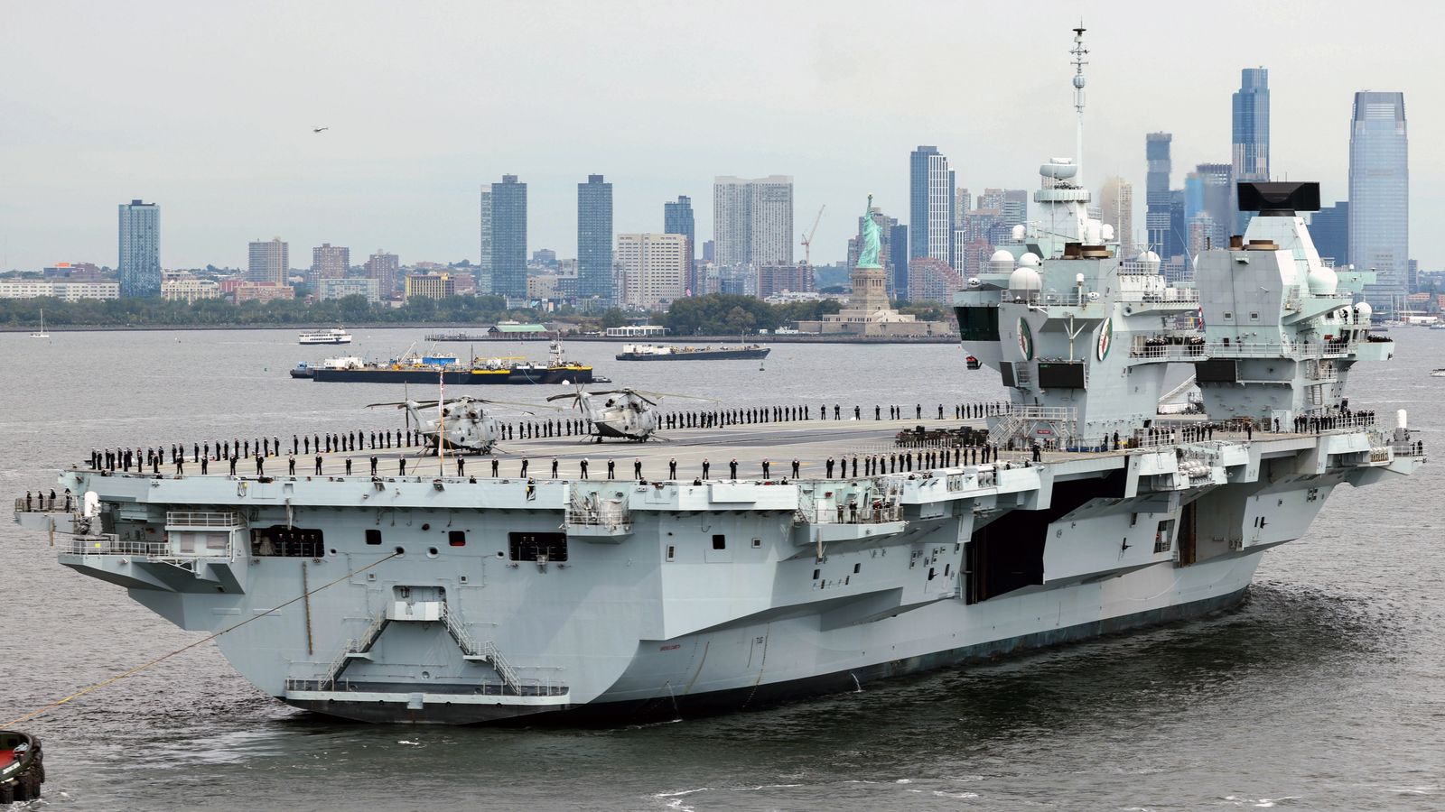 HMS Queen Elizabeth anchors in New York as Liz Truss says she wants to strengthen UK-US bond