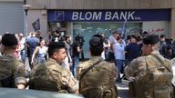 A branch of BLOM bank was targeted in one of the raids