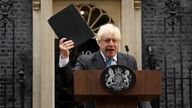 Outgoing British Prime Minister Boris Johnson delivers a speech on his last day in office, outside Downing Street, in London, Britain September 6, 2022. REUTERS/Toby Melville