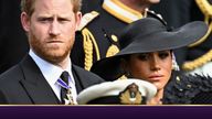 Britain&#39;s Meghan, Duchess of Sussex, cries as she, Prince Harry, Duke of Sussex, Queen Camilla and King Charles attend the state funeral and burial of Britain&#39;s Queen Elizabeth, in London, Britain, September 19, 2022 REUTERS/Toby Melville