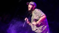 Post Malone performs on stage at Power 106&#39;s &#39;Cali Christmas&#39; 2015 held at The Forum on Friday, December, 4, 2015, in Inglewood, Calif. (Photo by John Salangsang/Invision/AP)