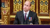 Prince William sits as he listens to Prince Charles deliver the Queen's Speech, during the State Opening of Parliament,