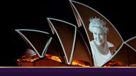 The Sydney Opera House is illuminated with a portrait of Queen Elizabeth II in Sydney, Australia, Friday, Sept. 9, 2022. Queen Elizabeth II, Britain&#39;s longest-reigning monarch and a rock of stability in a turbulent era for her country and the world, died Thursday, Sept. 8 after 70 years on the throne. She was 96. 
PIC:AP