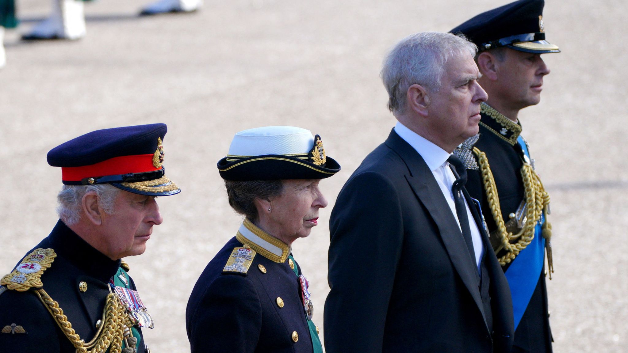Prince Andrew seen in military uniform as Queen's children hold vigil
