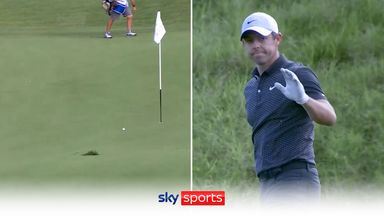 'That takes some skill': McIlroy hits huge divot as far as ball!