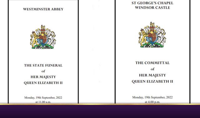The full order of service for Queen's state funeral - Vimarsana News