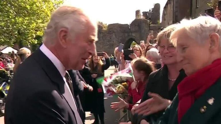 King Charles greets crowds in Cardiff 