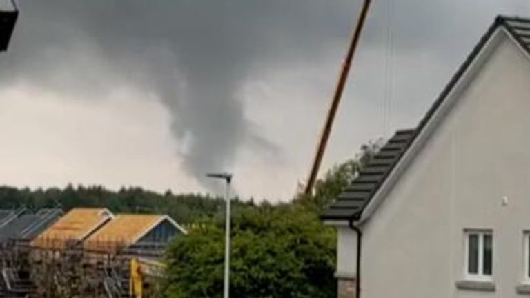 Storms hit Midlothian, Scotland forming intense waterspouts just outside Edinburgh.
Multiple social media users captured video of the spectacular weather and uploaded it to twitter. 
