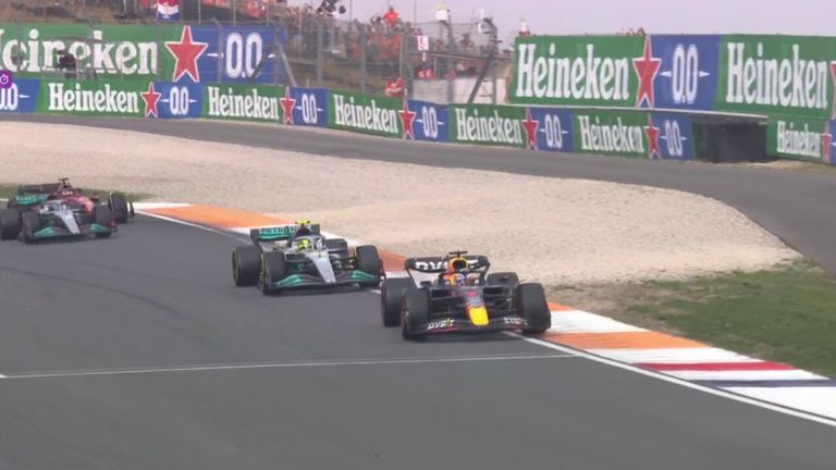 Max Verstappen passes Lewis Hamilton at the restart!