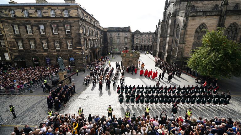 An Accession Proclamation Ceremony at Mercat Cross, Edinburgh, publicly proclaiming King Charles III as the new monarch. Picture date: Sunday September 11, 2022.

