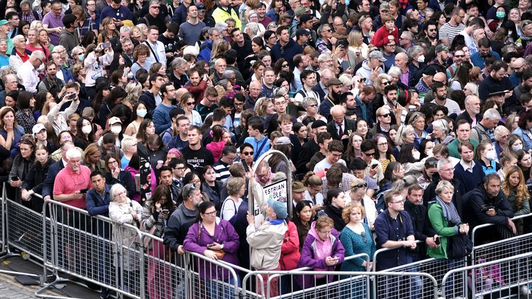 Members of the public during an Accession Proclamation Ceremony at Mercat Cross, Edinburgh, publicly proclaiming King Charles III as the new monarch. Picture date: Sunday September 11, 2022.
