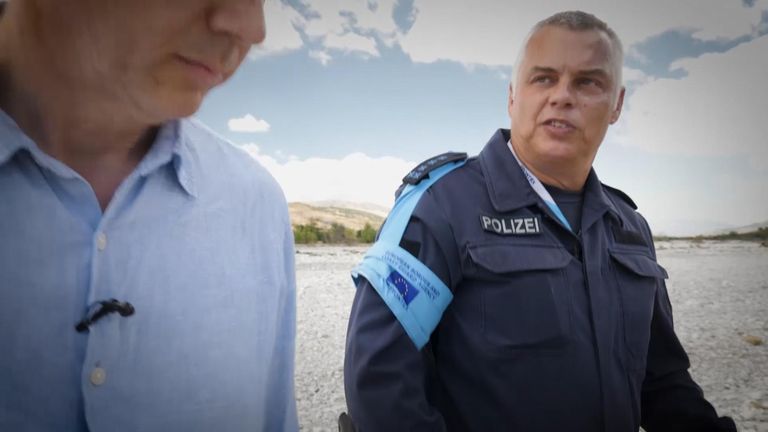 Christian Winkler patrols the area with Europe&#39;s specialist border force agency Frontex