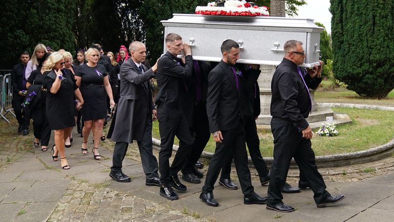 The coffin of Archie Battersbee is brought into St Mary&#39;s Church, Prittlewell, Southend-on-Sea, Essex, ahead of his funeral. The 12-year-old who was at the centre of a life-support treatment fight during the summer, died on August 6. Picture date: Tuesday September 13, 2022.