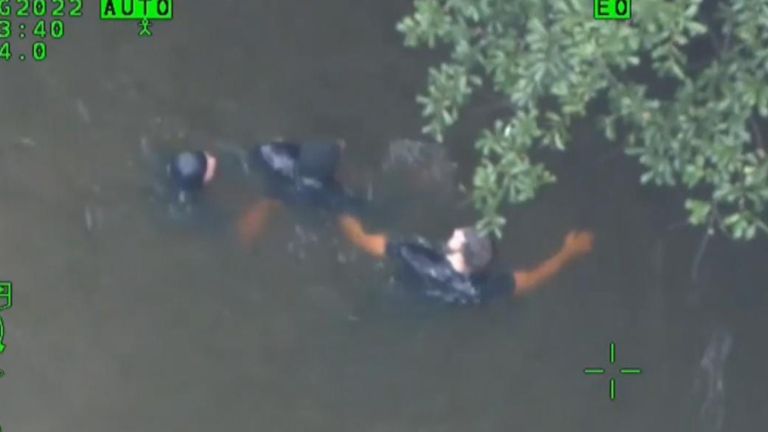 Two Atlanta police officers jumped into a lake in pursuit of a fleeing suspect