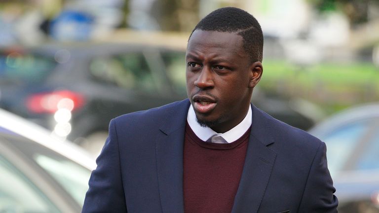 Manchester City footballer Benjamin Mendy arrives at Chester Crown Court where he denies multiple sex offences against a string of young women. Picture date: Monday September 26, 2022.