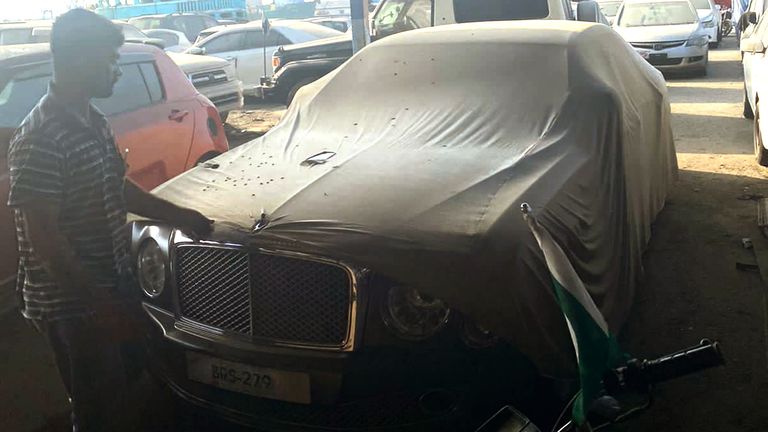 Stolen Bentley from London found in Karachi, Pakistan  
Source Muhammad Yousuf