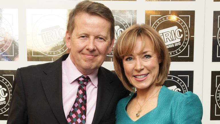 Bill Turnbull and Sian Williams, with her Newscaster/Reporter of the Year Award, at the TRIC Awards, at Grosvenor House hotel on Park Lane, central London. PRESS ASSOCIATION Photo. Picture date: Tuesday March 13, 2011. Photo credit should read: Yui Mok/PA Wire
