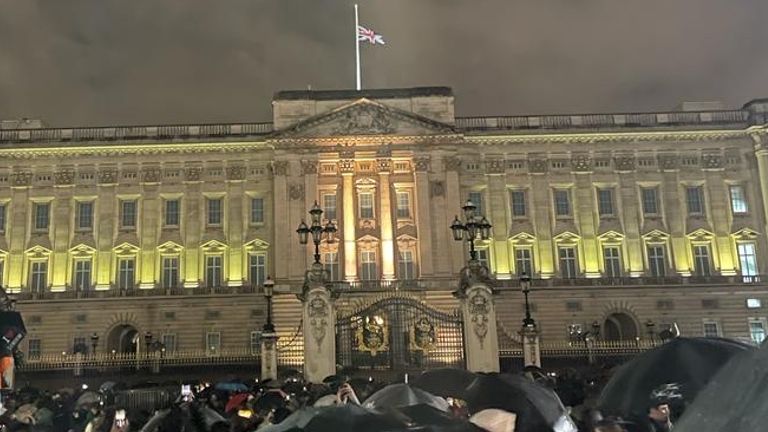 ‘She was our inspiration’: Mourners gather at Buckingham Palace to pay their respects to the Queen