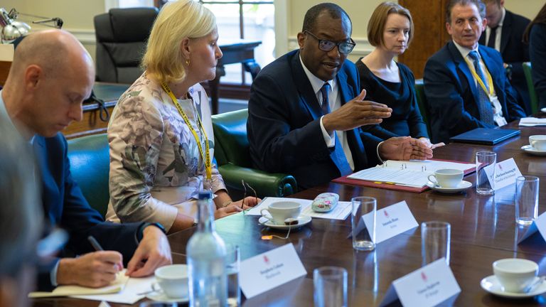 The Chancellor meets market and city leaders at the Treasury
The Chancellor Kwasi Kwarteng meets market and city leaders at the Treasury and sets out the Prime Minister&#39;s new pro-growth economic approach