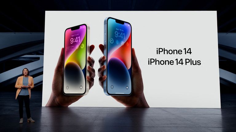 Apple&#39;s vice president of Worldwide Product Marketing Kaiann Drance talks about the new iPhone 14 and iPhone 14 Plus for a special event at Apple Park in Cupertino. Pic: Apple