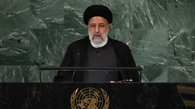 Iran&#39;s President Ebrahim Raisi speaks at the UN on 21 September