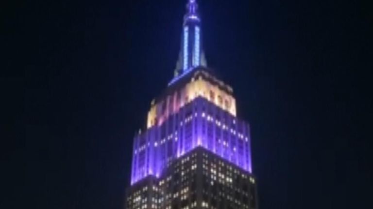 The Empire State Building lights up in memory of the Queen
