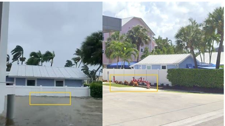 The area outside the fire department building is under several feet of water.  Photo: Naples Fire Department